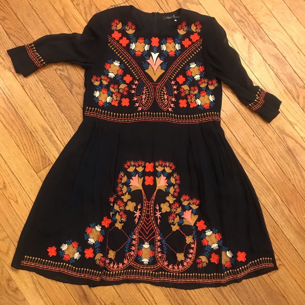 French Connection Navy Embroidered Dress